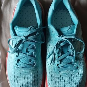Hoka Turquoise and Coral Athletic Shoes